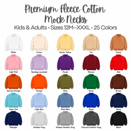 Adult Solid Mock Neck Sweatshirts (ETA September)