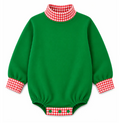 Holiday Gingham Mock Neck Baby Sweatshirt Bubble (ETA September)