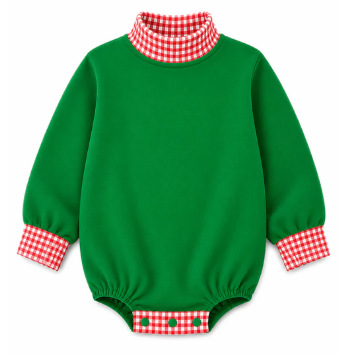 Holiday Gingham Mock Neck Baby Sweatshirt Bubble (ETA September)