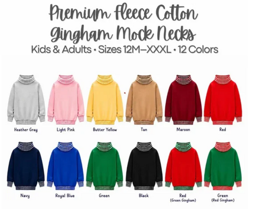Adult Gingham Mock Neck Sweatshirts (ETA September)