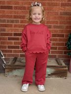 Girls Scalloped Set - Red, Cream or Green