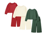 Girls Scalloped Set - Red, Cream or Green