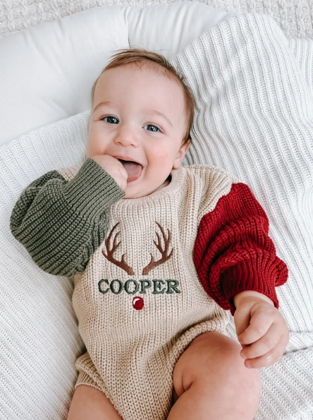Christmas Colorblock Knit Sweater Bubble