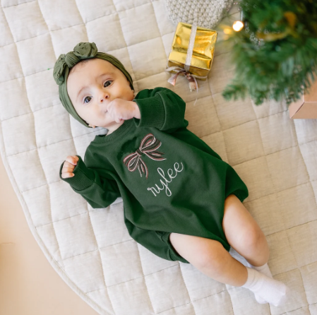 Sweatshirt Bubble Romper - Red or Green